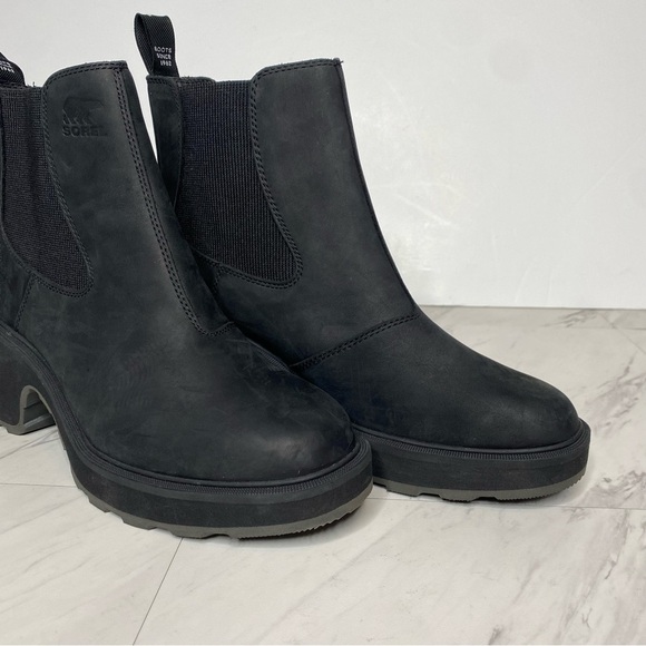 New! Sorel Hi Line Black Nubuck Chelsea Heeled Bootie 9 1/2 - Picture 9 of 14